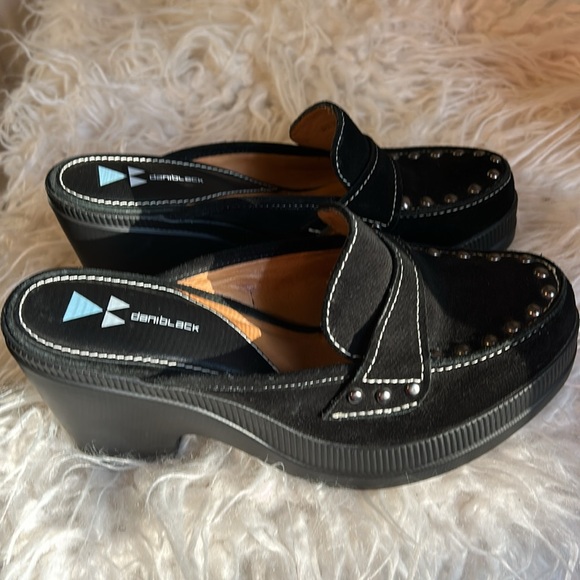 Black suede platform clog by DANIBLACK Size 6 1/2 M - Picture 4 of 8